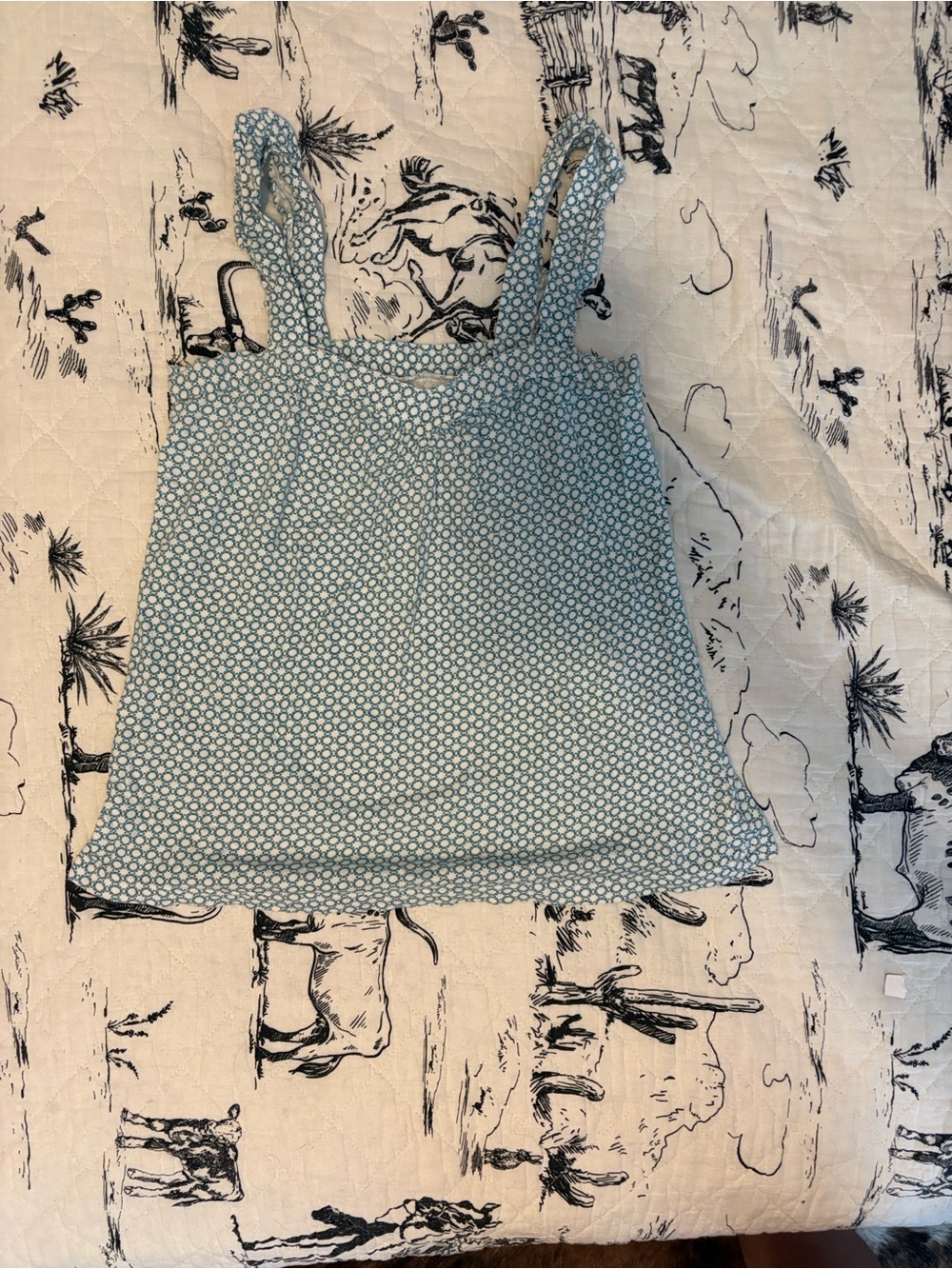 Old Navy Blue and White Print Square Neck Cami